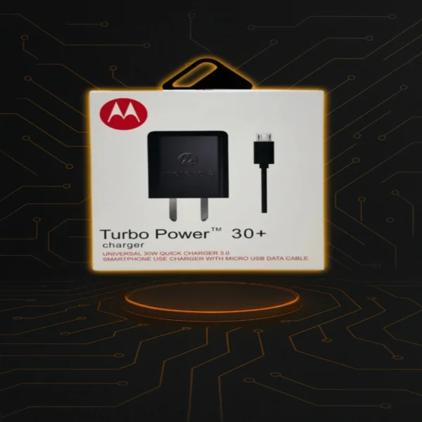 Cargador USB-A Motorola de 30W Enchufe diagonal+ Cable USB-A a V8