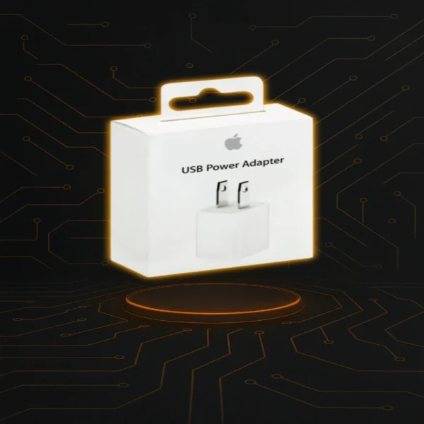 Cargador USB-A 5W para iPhone con enchufe recto, color blanco, carga estándar