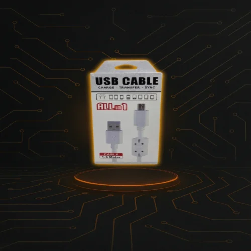 Cable Blanco V8 a USB-A con filtro de 1,5 metros, para mejor señal y protección.