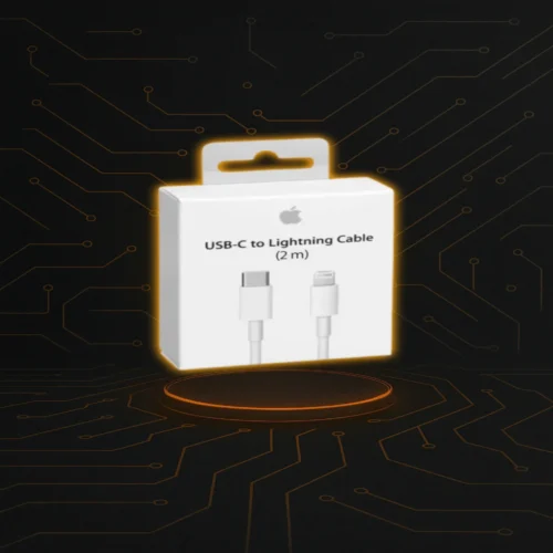 Cable Lightning a USB-C de 2 metros, ideal para uso doméstico o en oficina.