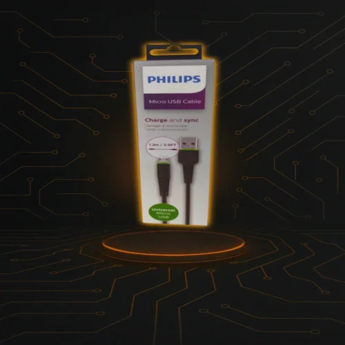 Cable V8 a USB-A de 1,2 metros marca Philips, de calidad confiable.