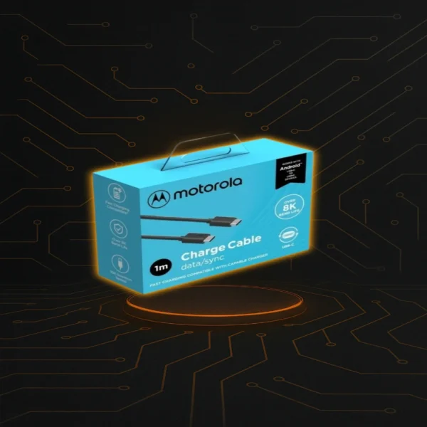 Cable USB-C a USB-C 1m Motorola (1) Cable USB-C a USB-C de 1 metro Motorola, ideal para smartphones.