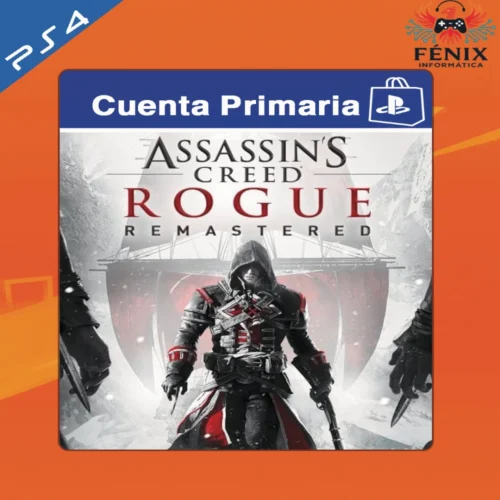 Assassin’s Creed Rogue Remastered digital primario mostrado con portada PS4, jugable en PS5 mediante retrocompatibilidad. No cuenta con versión nativa de PS5.