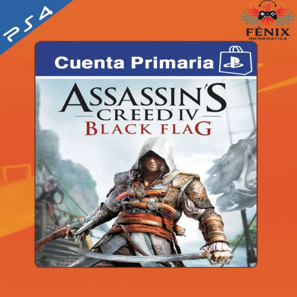 Assassin’s Creed IV Black Flag digital primario mostrado con portada PS4, jugable en PS5 mediante retrocompatibilidad. No cuenta con versión nativa de PS5.