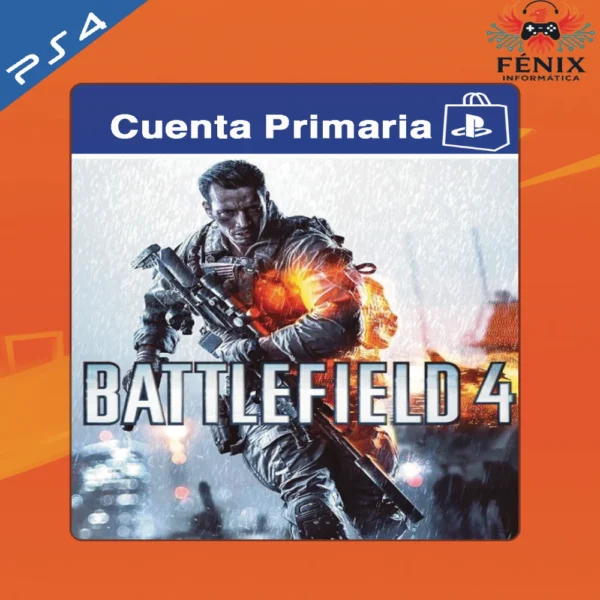 Battlefield 4 digital primario mostrado con portada PS4, jugable en PS5 mediante retrocompatibilidad. No cuenta con versión nativa de PS5.