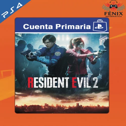 Resident Evil 2 Remake digital primario mostrado con portada PS4, jugable en PS5 mediante retrocompatibilidad. No cuenta con versión nativa de PS5.