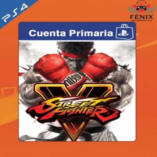 Street Fighter V digital primario mostrado con portada PS4, jugable en PS5 mediante retrocompatibilidad. No cuenta con versión nativa de PS5.