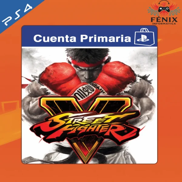 Street Fighter V digital primario mostrado con portada PS4, jugable en PS5 mediante retrocompatibilidad. No cuenta con versión nativa de PS5.