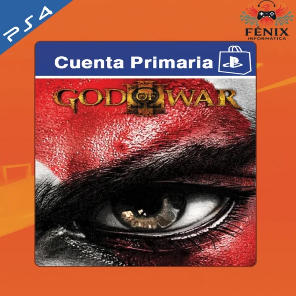 God of War 3 Remastered digital primario mostrado con portada PS4, jugable en PS5 mediante retrocompatibilidad. No cuenta con versión nativa de PS5.