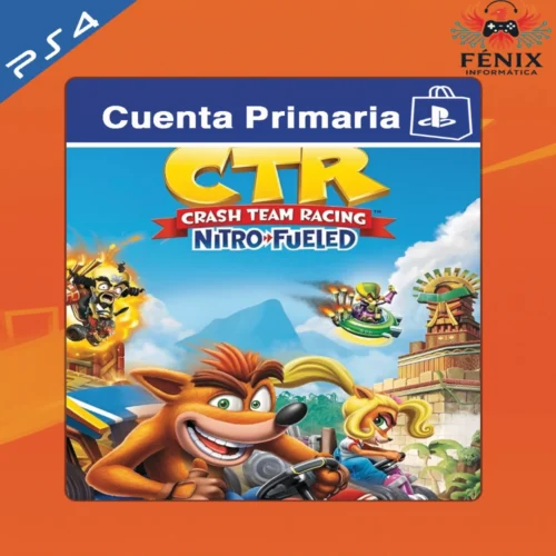 Crash Team Racing Nitro-Fueled digital primario mostrado con portada PS4, jugable en PS5 mediante retrocompatibilidad. No cuenta con versión nativa de PS5.