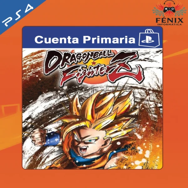 Dragon Ball FighterZ digital primario mostrado con portada PS4, jugable en PS5 mediante retrocompatibilidad. No cuenta con versión nativa de PS5.