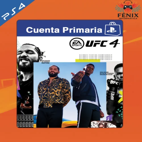 EA Sports UFC 4 digital primario mostrado con portada PS4, jugable en PS5 mediante retrocompatibilidad. No cuenta con versión nativa de PS5.