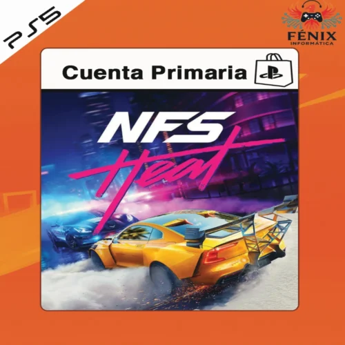 Need for Speed Heat digital primario mostrado con portada PS5, versión PS4 jugable en PS5 mediante retrocompatibilidad. No cuenta con versión nativa de PS5.