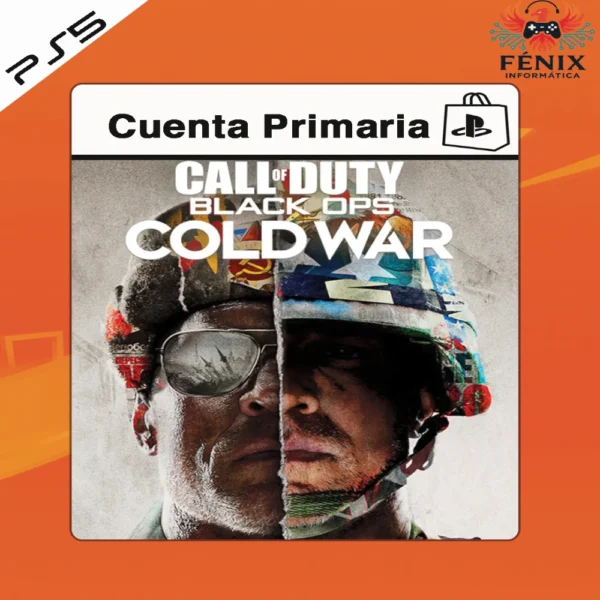 Call of Duty Black Ops Cold War digital primario mostrado con portada PS5, incluye versión PS4 jugable en PS5 mediante retrocompatibilidad y versión nativa PS5 con mejoras gráficas y rendimiento.