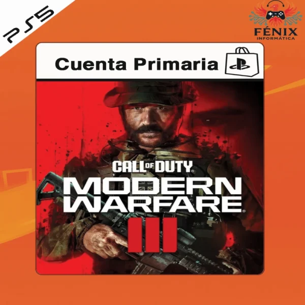 Call of Duty Modern Warfare III Paquete Multigeneración digital primario mostrado con portada PS5, incluye versión PS4 jugable en PS5 mediante retrocompatibilidad y versión nativa PS5 con mejoras.