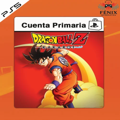Dragon Ball Z Kakarot digital primario mostrado con portada PS5, incluye versión PS4 jugable en PS5 mediante retrocompatibilidad y versión nativa PS5 con mejoras gráficas y rendimiento.