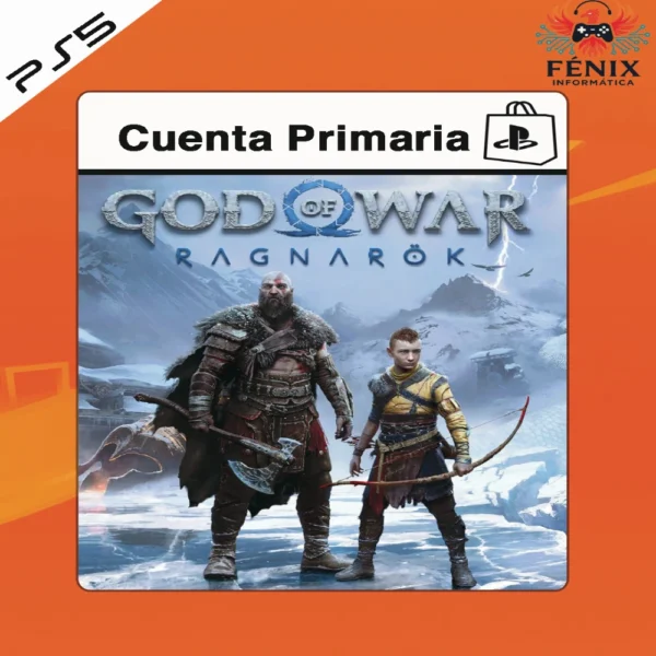 God of War Ragnarok digital primario mostrado con portada PS5, incluye versión PS4 jugable en PS5 mediante retrocompatibilidad y versión nativa PS5 con mejoras gráficas y rendimiento.
