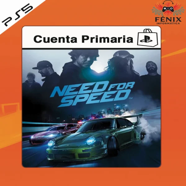 Need for Speed (2015) digital primario mostrado con portada PS5, versión PS4 jugable en PS5 mediante retrocompatibilidad. No cuenta con versión nativa de PS5.