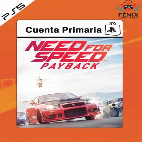 Need for Speed Payback digital primario mostrado con portada PS5, versión PS4 jugable en PS5 mediante retrocompatibilidad. No cuenta con versión nativa de PS5.
