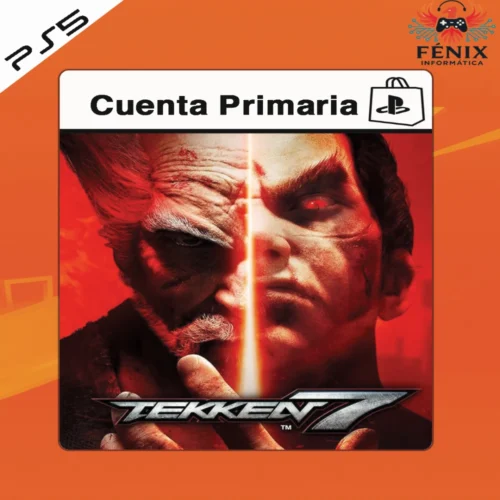 TEKKEN 7 digital primario mostrado con portada PS5, versión PS4 jugable en PS5 mediante retrocompatibilidad. No cuenta con versión nativa de PS5, pero es totalmente compatible.