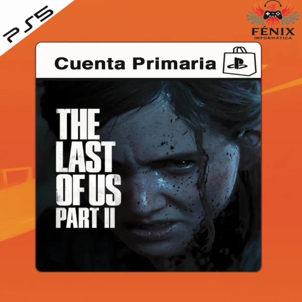 The Last of Us Part II digital primario mostrado con portada PS5, versión PS4 jugable en PS5 mediante retrocompatibilidad. No cuenta con versión nativa de PS5, pero mantiene gran calidad gráfica.