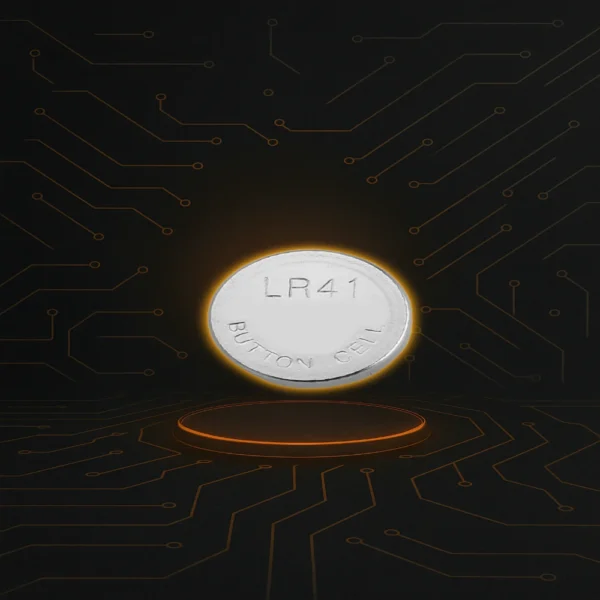 Pila LR41 alcalina 1.5V usada en termómetros digitales, relojes y calculadoras.